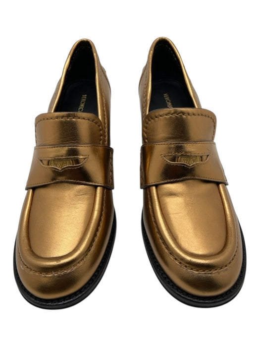 Veronica Beard Shoe Size 6.5 Bronze Leather Metallic Penny Loafer Midi Loafers Bronze / 6.5