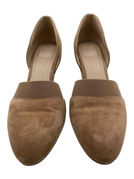 Eileen Fisher Shoe Size 6.5 Beige Suede Elastic Stacked Block Heel Pumps Beige / 6.5