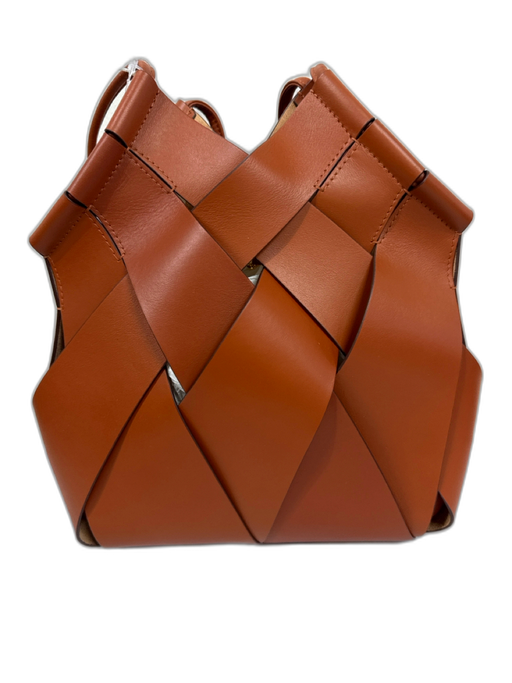 Ulla Johnson Cognac Brown Leather Weave Shoulder Strap Interior Clasp Bag Cognac Brown / Medium