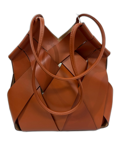 Ulla Johnson Cognac Brown Leather Weave Shoulder Strap Interior Clasp Bag Cognac Brown / Medium