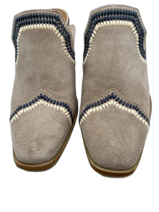 Bernardo Shoe Size 6.5 Taupe Suede Square Toe Stitch Detail Stacked Heel Flats Taupe / 6.5