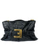 Balmain Black & Gold Leather Shoulder Bag Croc Embossed Oversized Buckle Bag Black & Gold / Medium