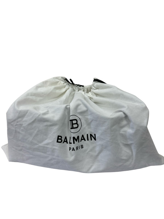 Balmain Black & Gold Leather Shoulder Bag Croc Embossed Oversized Buckle Bag Black & Gold / Medium