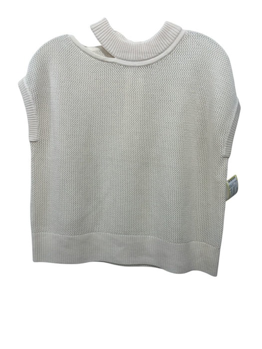 Akris Punto Size 2 Cream Beige Wool Cap Sleeve Open Knit Ribbed Top Cream Beige / 2