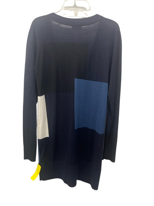 Akris Size 2 Black, Blue, Brown Wool Long Sleeve Color Block Knit Sweater Black, Blue, Brown / 2