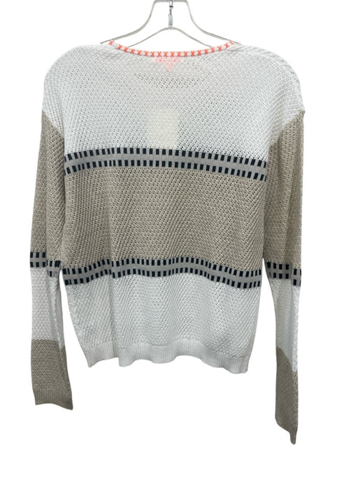 Lisa Todd Size XS White, Beige, Navy Cotton Long Sleeve Checkered Sweater White, Beige, Navy / XS