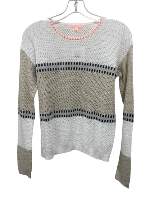 Lisa Todd Size XS White, Beige, Navy Cotton Long Sleeve Checkered Sweater White, Beige, Navy / XS