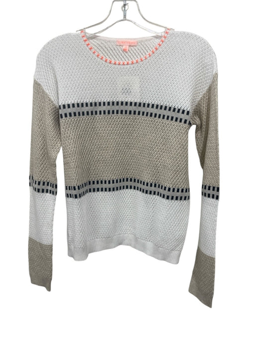 Lisa Todd Size XS White, Beige, Navy Cotton Long Sleeve Checkered Sweater White, Beige, Navy / XS
