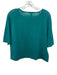 Eileen Fisher Size XXS Teal Green Linen & Cotton Half Sleeve Knit rolled hem Top Teal Green / XXS