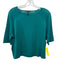 Eileen Fisher Size XXS Teal Green Linen & Cotton Half Sleeve Knit rolled hem Top Teal Green / XXS