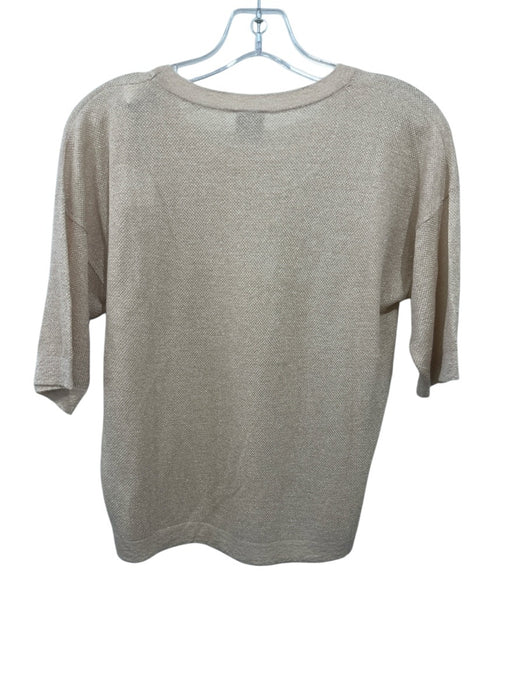 Eleventy Size XS Beige & Gold Viscose Blend Short Sleeve Knit Top Beige & Gold / XS