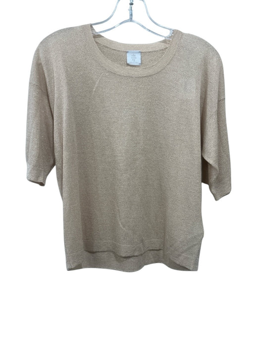 Eleventy Size XS Beige & Gold Viscose Blend Short Sleeve Knit Top Beige & Gold / XS