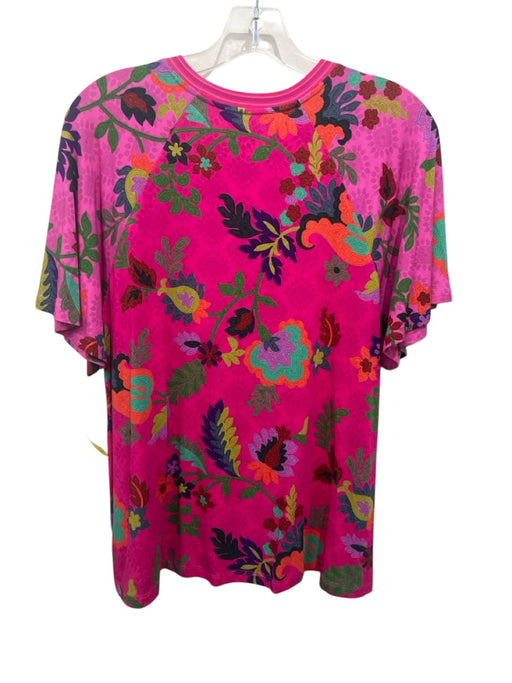 Johnny Was Size XS Pink, Green, Orange Rayon Blend Short Sleeve Top Pink, Green, Orange / XS