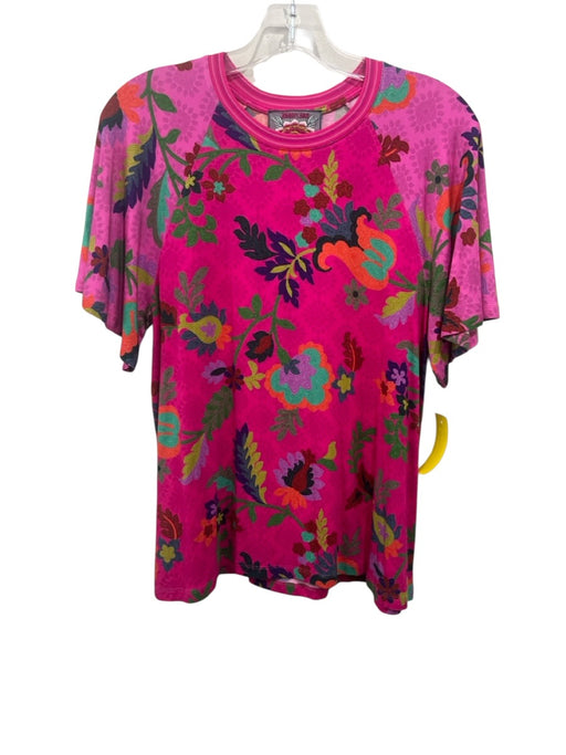 Johnny Was Size XS Pink, Green, Orange Rayon Blend Short Sleeve Top Pink, Green, Orange / XS