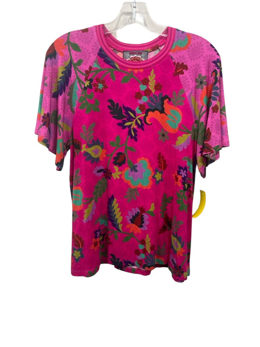 Johnny Was Size XS Pink, Green, Orange Rayon Blend Short Sleeve Top Pink, Green, Orange / XS