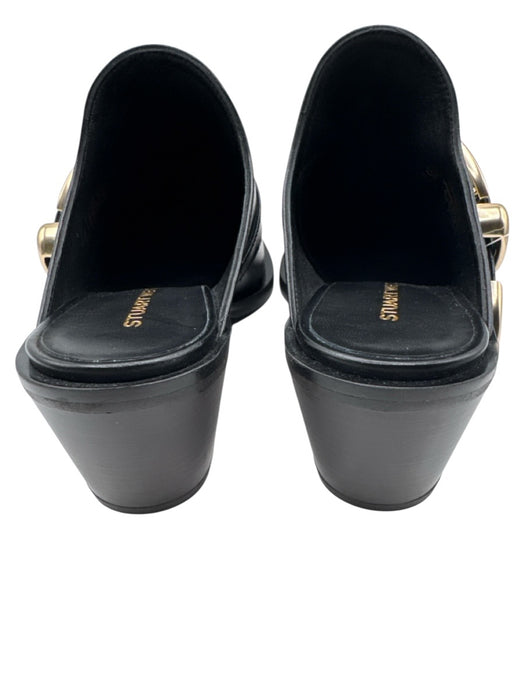Stuart Weitzman Shoe Size 6.5 Black Leather Buckle Stacked Heel Mule Pumps Black / 6.5