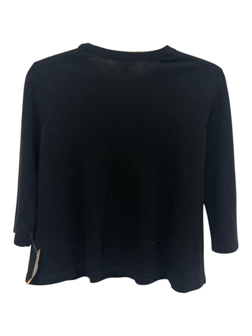 Minnie Rose Size XS Black Cashmere 3/4 Sleeve Knit Ribbed Detail Sweater Black / XS