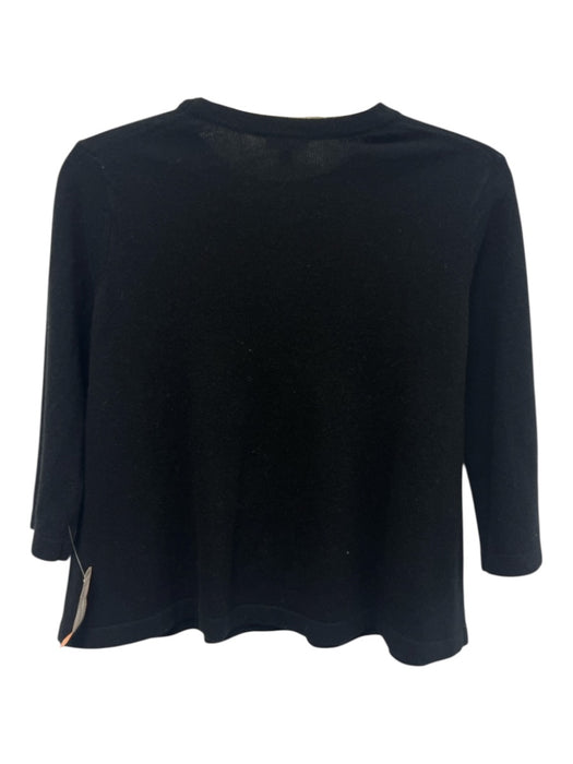 Minnie Rose Size XS Black Cashmere 3/4 Sleeve Knit Ribbed Detail Sweater Black / XS