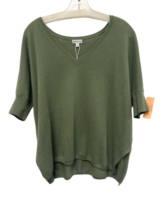 Minnie Rose Size XS/S Moss Green Cashmere Short Sleeve V Neck Knit Sweater Moss Green / XS/S