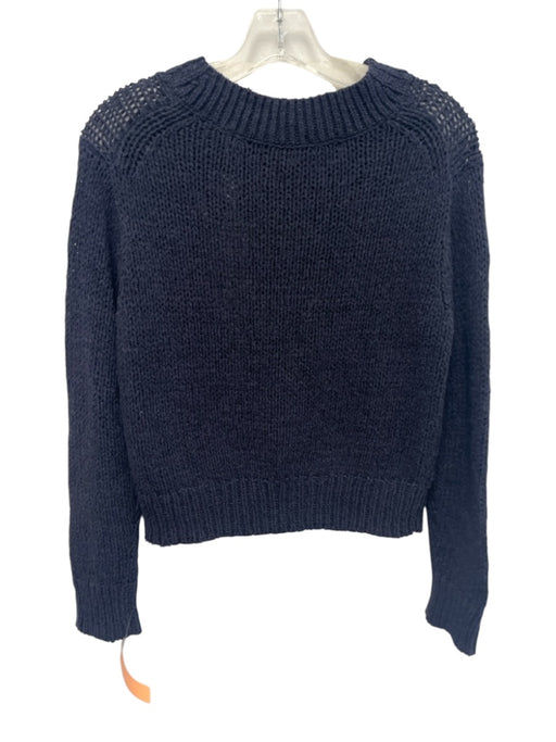 Vince Size XS Navy Blue Cotton & Nylon Long Sleeve Loose Knit V Neck Sweater Navy Blue / XS