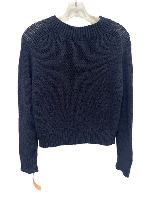 Vince Size XS Navy Blue Cotton & Nylon Long Sleeve Loose Knit V Neck Sweater Navy Blue / XS