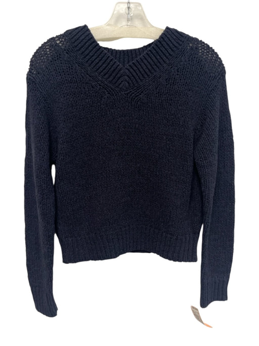Vince Size XS Navy Blue Cotton & Nylon Long Sleeve Loose Knit V Neck Sweater Navy Blue / XS