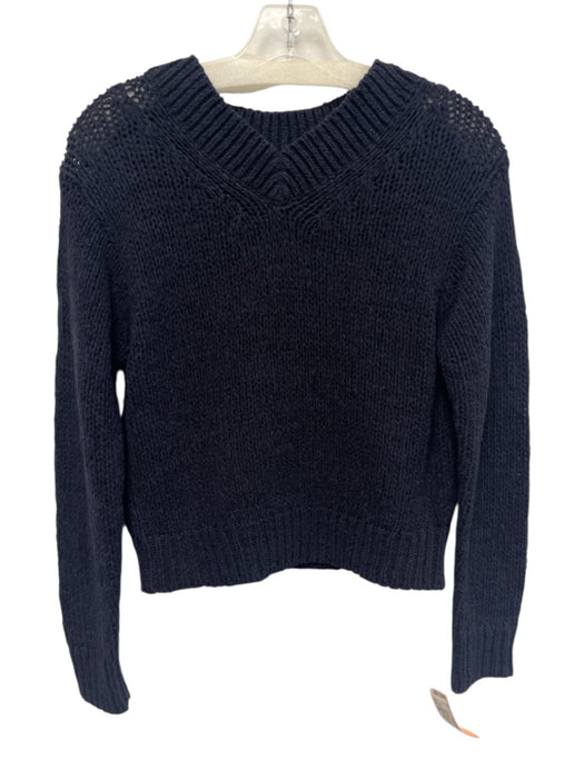 Vince Size XS Navy Blue Cotton & Nylon Long Sleeve Loose Knit V Neck Sweater Navy Blue / XS