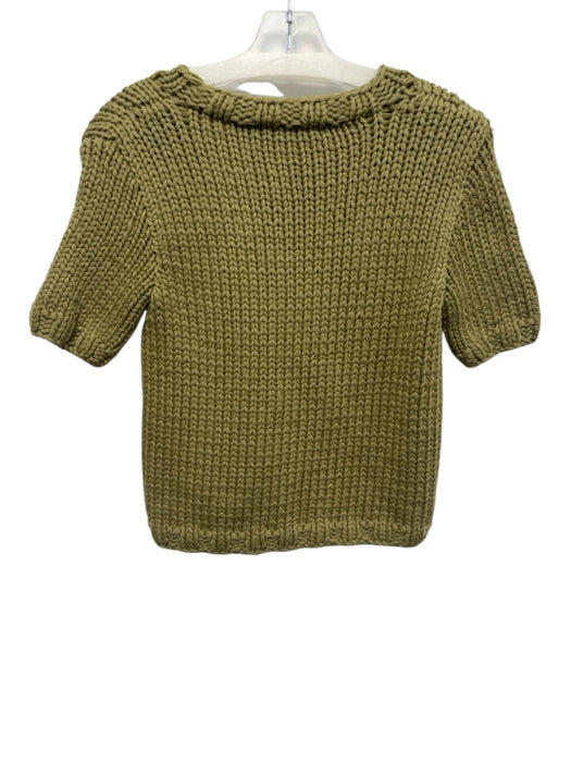 Co Size S Split Pea Green Cotton & Nylon Short Sleeve Chunky Knit Sweater Split Pea Green / S