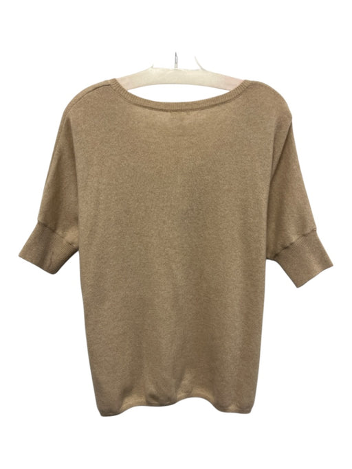 Minnie Rose Size XS/S Cream Beige Cashmere Short Sleeve V Neck Knit Sweater Cream Beige / XS/S