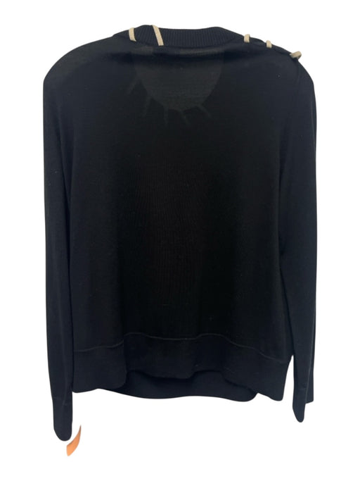 Akris Punto Size 2 Black & Beige Virgin Wool Long Sleeve Whipstitch Sweater Black & Beige / 2