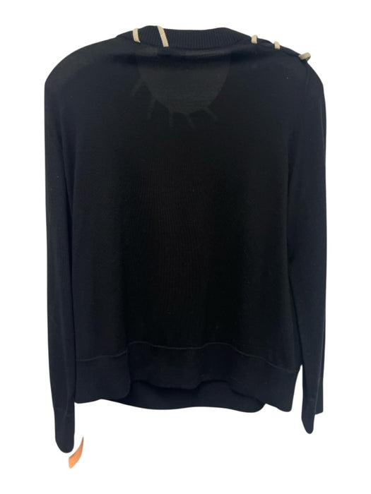 Akris Punto Size 2 Black & Beige Virgin Wool Long Sleeve Whipstitch Sweater Black & Beige / 2