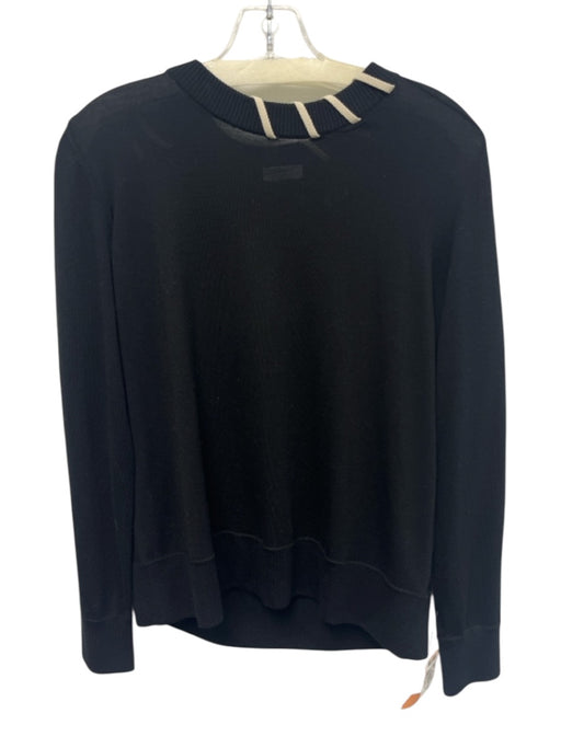 Akris Punto Size 2 Black & Beige Virgin Wool Long Sleeve Whipstitch Sweater Black & Beige / 2