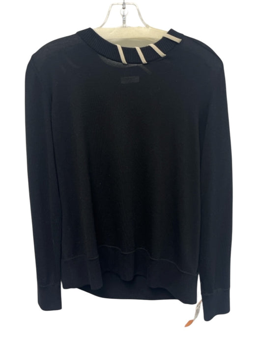 Akris Punto Size 2 Black & Beige Virgin Wool Long Sleeve Whipstitch Sweater Black & Beige / 2