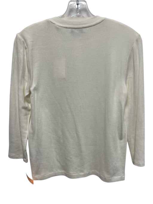 Vince Size XS White Viscose & Spandex 3/4 Sleeve 1/4 Button Knit Top White / XS