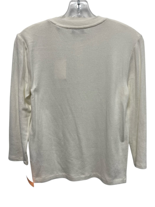 Vince Size XS White Viscose & Spandex 3/4 Sleeve 1/4 Button Knit Top White / XS