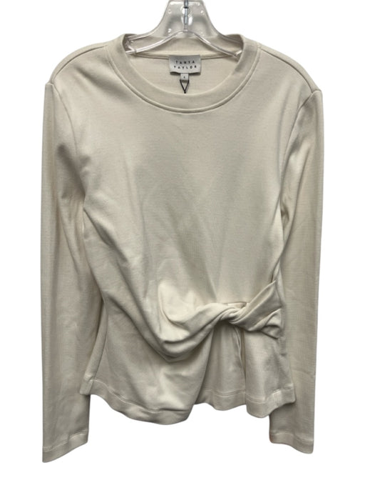 Tanya Taylor Size S Cream White Organic Cotton & Elastane Long Sleeve Top Cream White / S