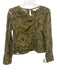Joie Size XS Olive Green Cotton Long Sleeve Crochet Lace V Neck Overlay Top Olive Green / XS