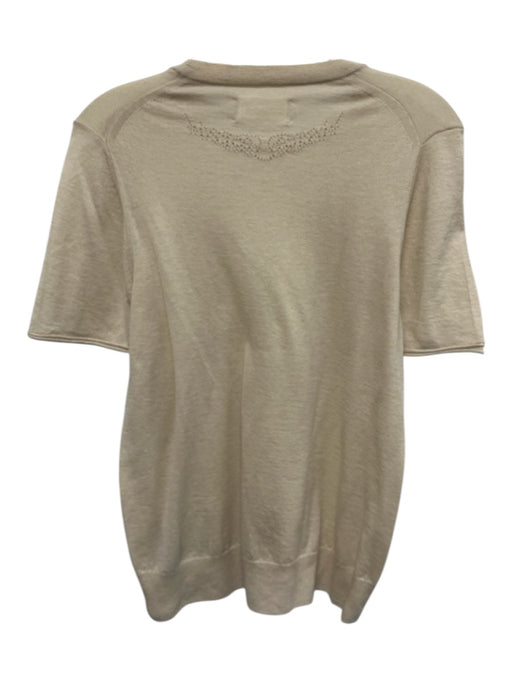 Zadig & Voltaire Size XS Cream Beige Cashmere Short Sleeve Crew Neck Knit Top Cream Beige / XS