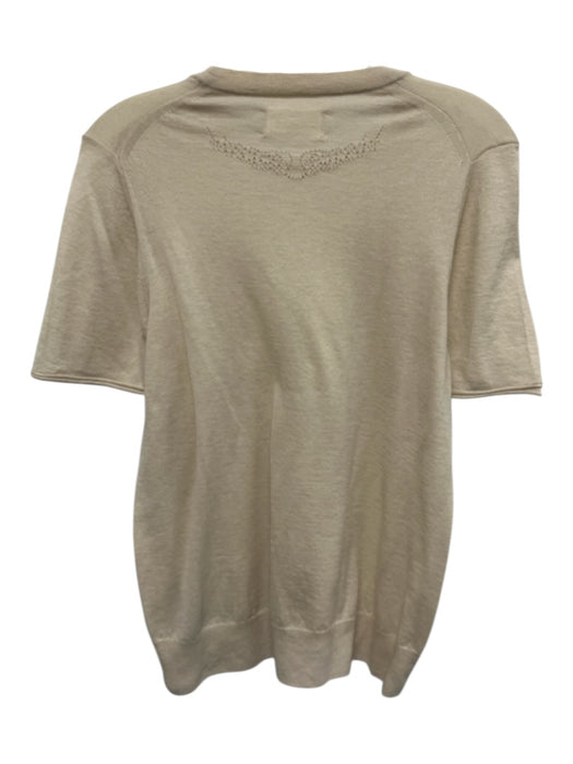 Zadig & Voltaire Size XS Cream Beige Cashmere Short Sleeve Crew Neck Knit Top Cream Beige / XS
