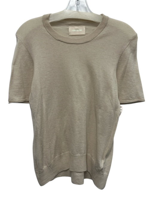 Zadig & Voltaire Size XS Cream Beige Cashmere Short Sleeve Crew Neck Knit Top Cream Beige / XS