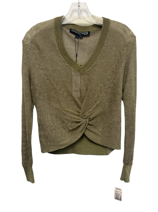 Veronica Beard Jeans Size XS Green & Beige Linen & Nylon Long Sleeve Sweater Green & Beige / XS