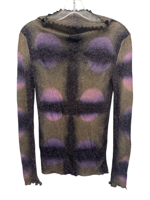 Happy Sheep Size XS Green & Purple Viscose & Polyester Long Sleeve Mock Neck Top Green & Purple / XS