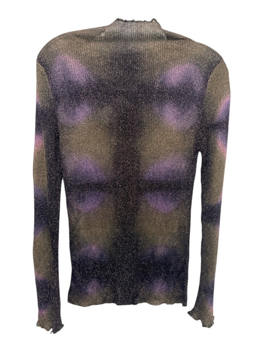 Happy Sheep Size XS Green & Purple Viscose & Polyester Long Sleeve Mock Neck Top Green & Purple / XS
