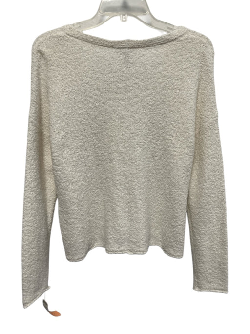 Eileen Fisher Size XXS Off White Cotton & Cashmere Boucle V Neck Sweater Off White / XXS