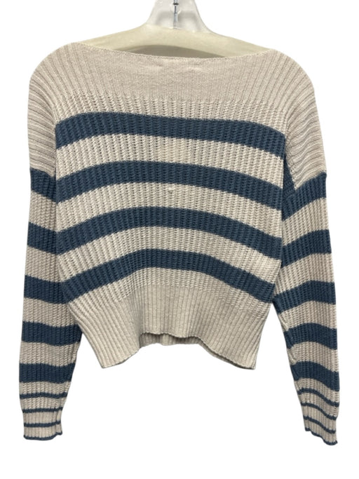 Splendid Collection Size XS Cream & Blue Cotton Long Sleeve Stripe Knit Sweater Cream & Blue / XS