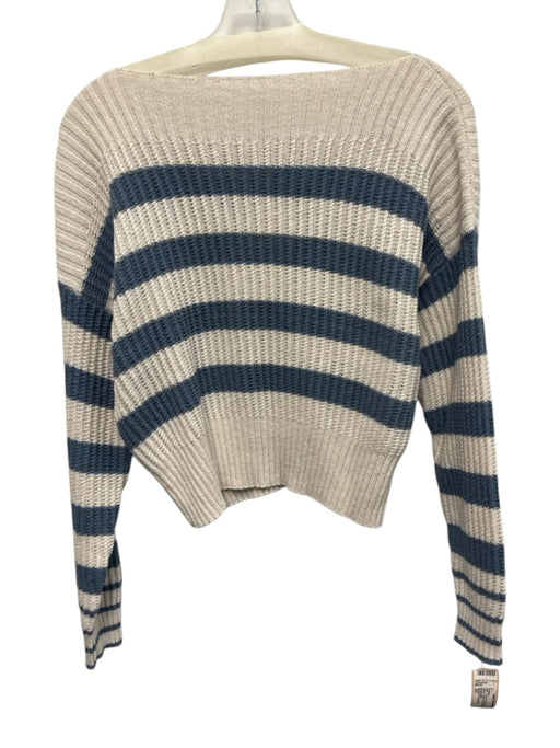 Splendid Collection Size XS Cream & Blue Cotton Long Sleeve Stripe Knit Sweater Cream & Blue / XS