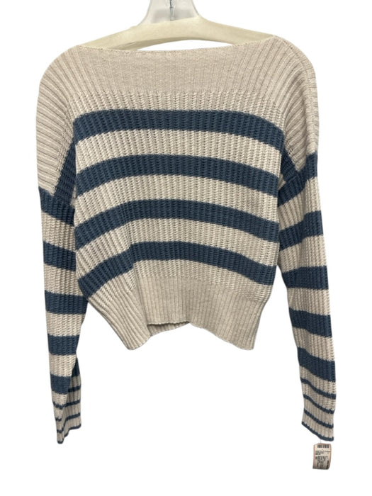 Splendid Collection Size XS Cream & Blue Cotton Long Sleeve Stripe Knit Sweater Cream & Blue / XS