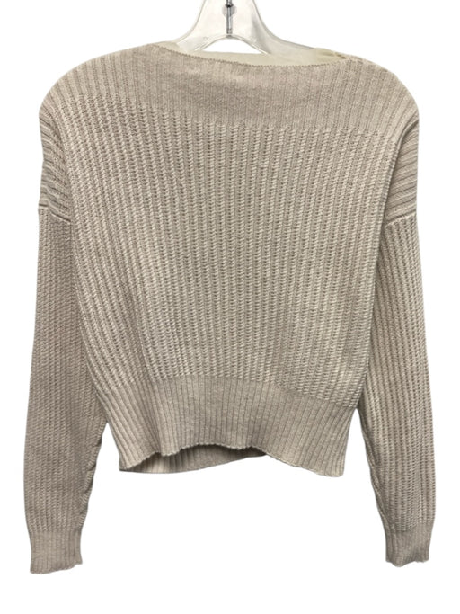 Splendid Collection Size XS Cream Cotton Long Sleeve Knit Wide Neck Sweater Cream / XS