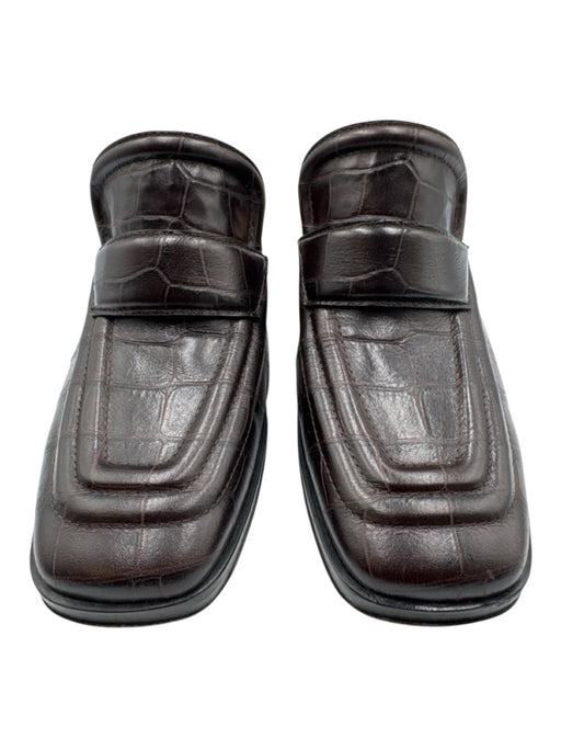 Bottega Veneta Shoe Size 36 Dark Brown Embossed Leather Square Toe Slip On Mules Dark Brown / 36