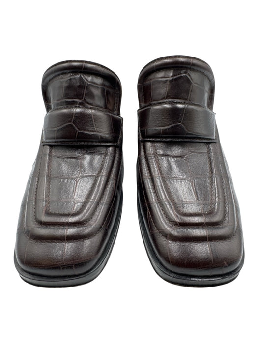 Bottega Veneta Shoe Size 36 Dark Brown Embossed Leather Square Toe Slip On Mules Dark Brown / 36